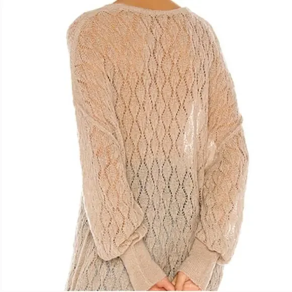Free People Say Hello Sweater Taupe Brown Size Medium - Picture 2 of 7